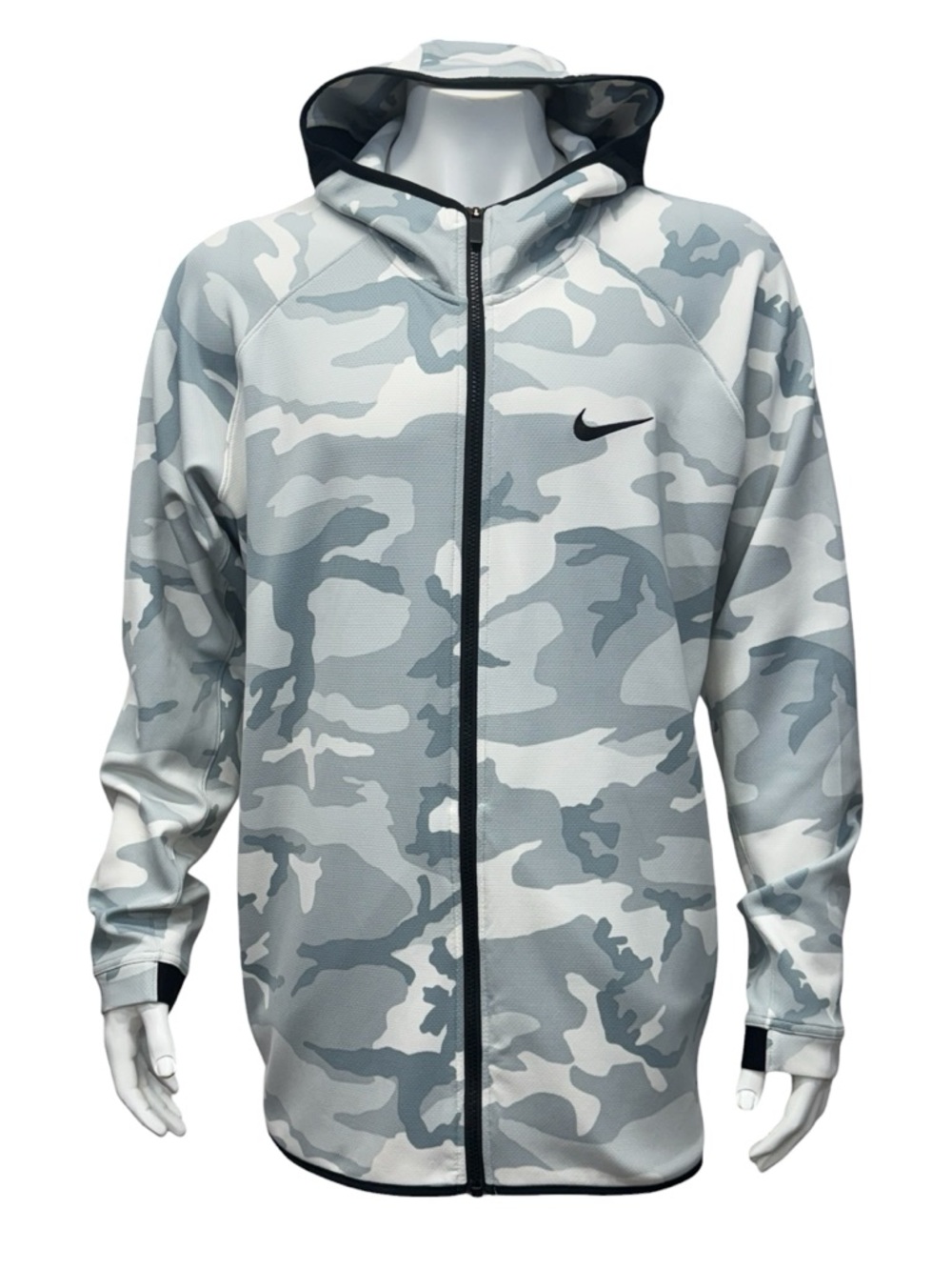 Nike Dri-Fit White Gray Camo Camouflage Flex Hooded Training Full Zip Jacket XXL